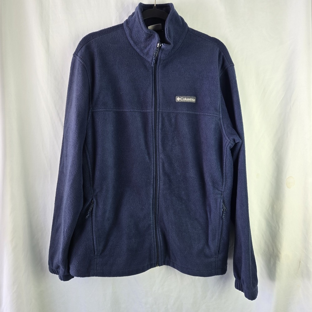 Columbia Fleece Jacket Mens Large‎ Navy Full Zip WM3220 Hiking Outdoor Warm Cozy